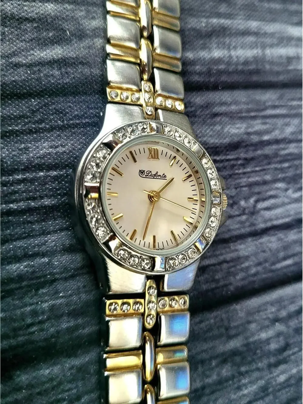 Rare Vintage Dufonte Woman's Diamond Bezel‎ Enamel Dial Watch